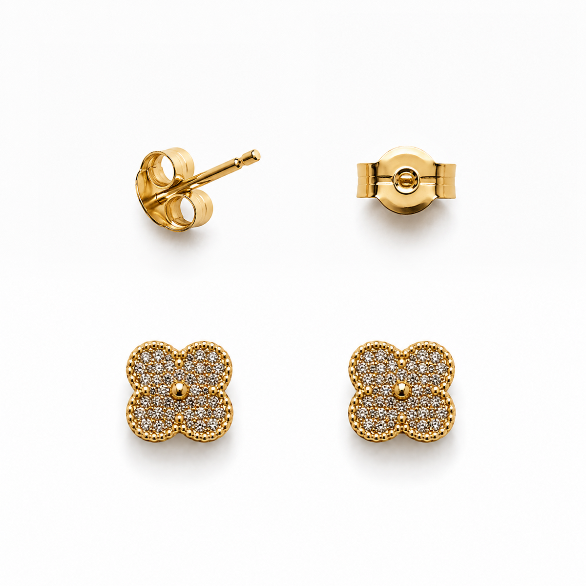Aros flor circones espera dorada enchape oro FINIZA