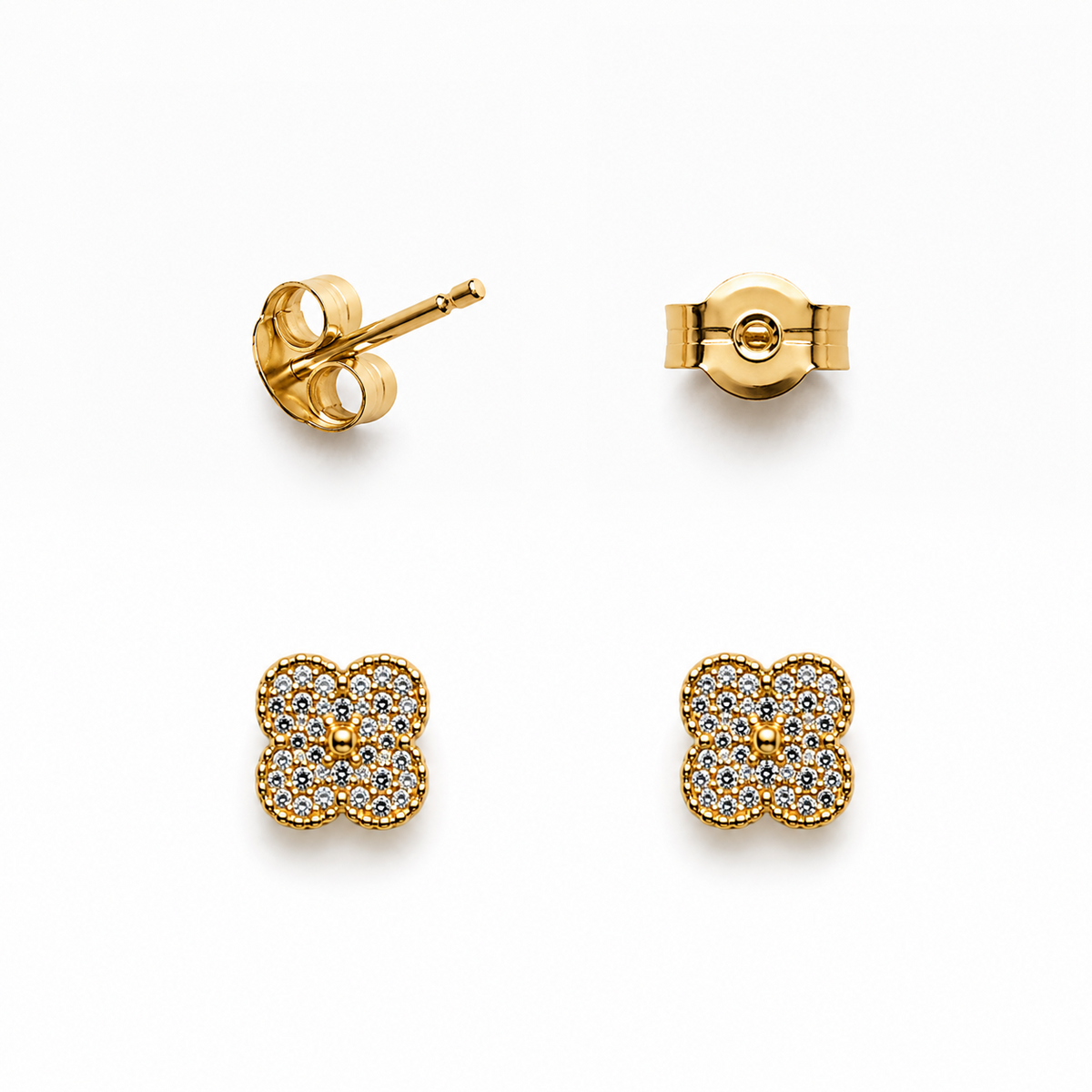 Aros flor circon enchape oro FINIZA