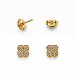 Aros flor circon enchape oro FINIZA