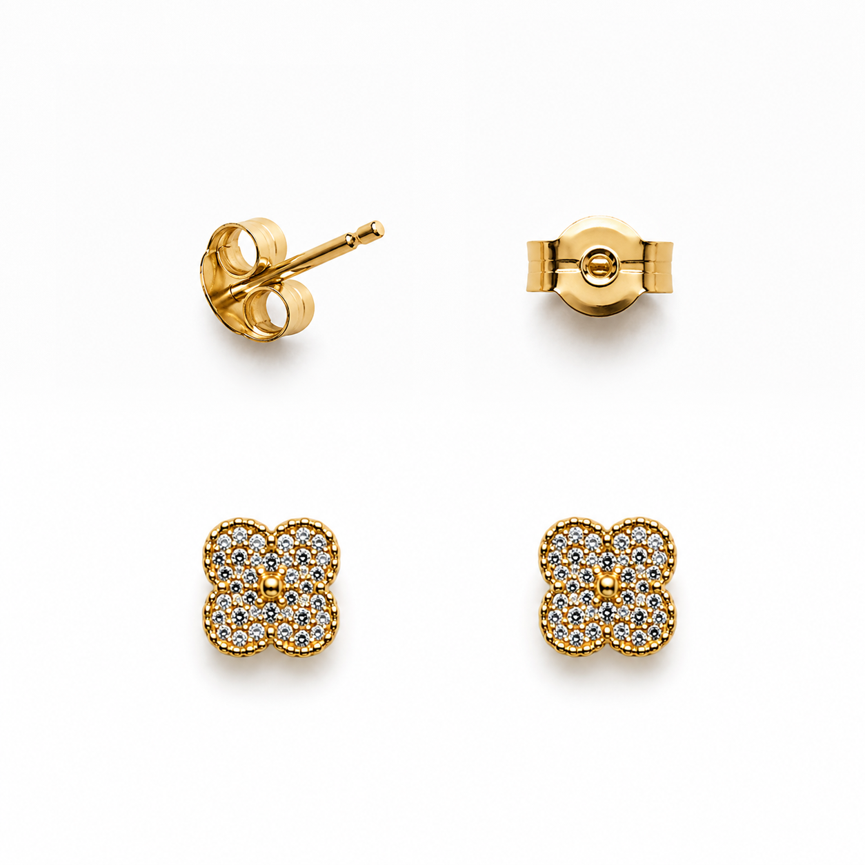 Aros flor circon enchape oro FINIZA