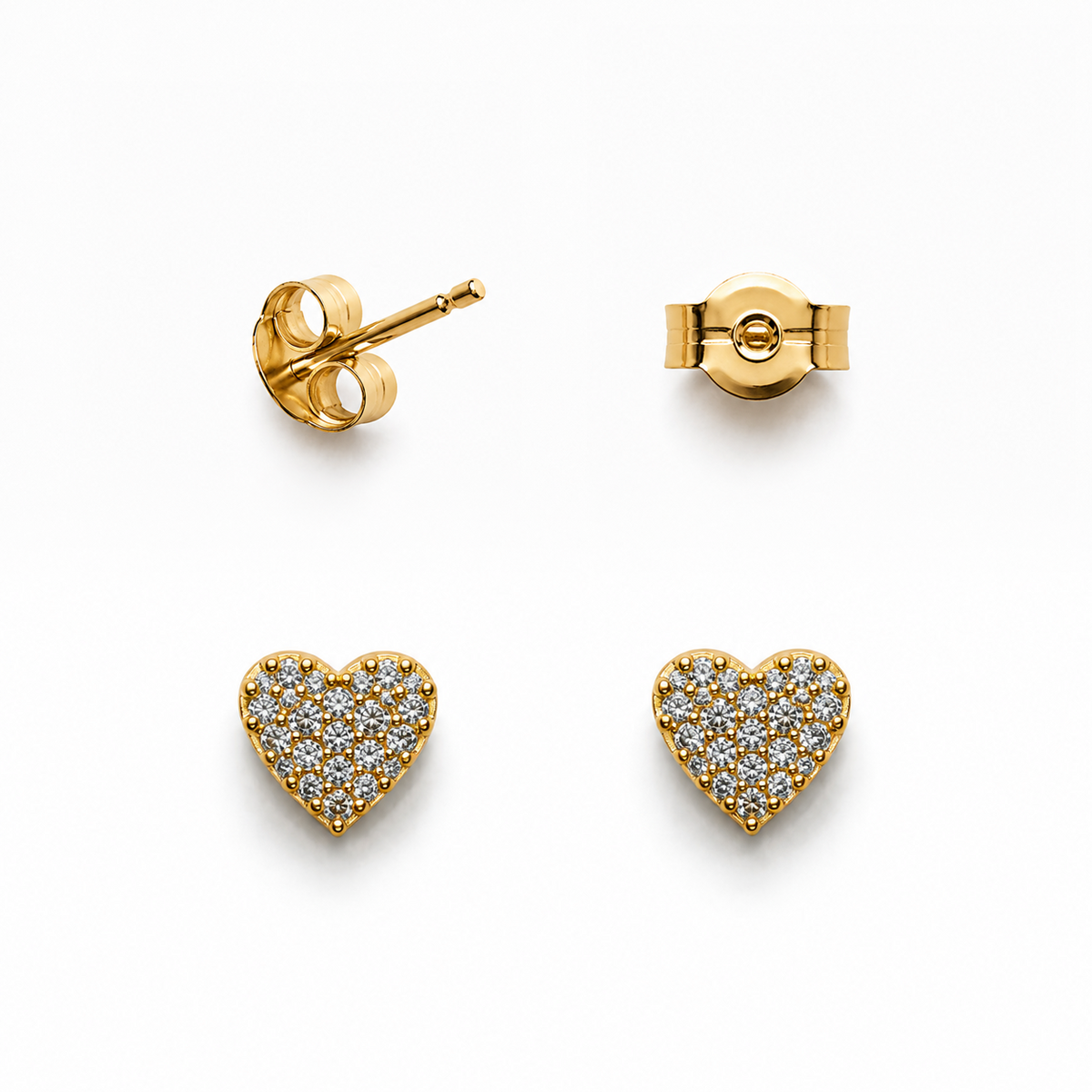 Aros Corazón Circón Blanco Enchape Oro