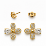 Aros flor circones enchape oro FINIZA