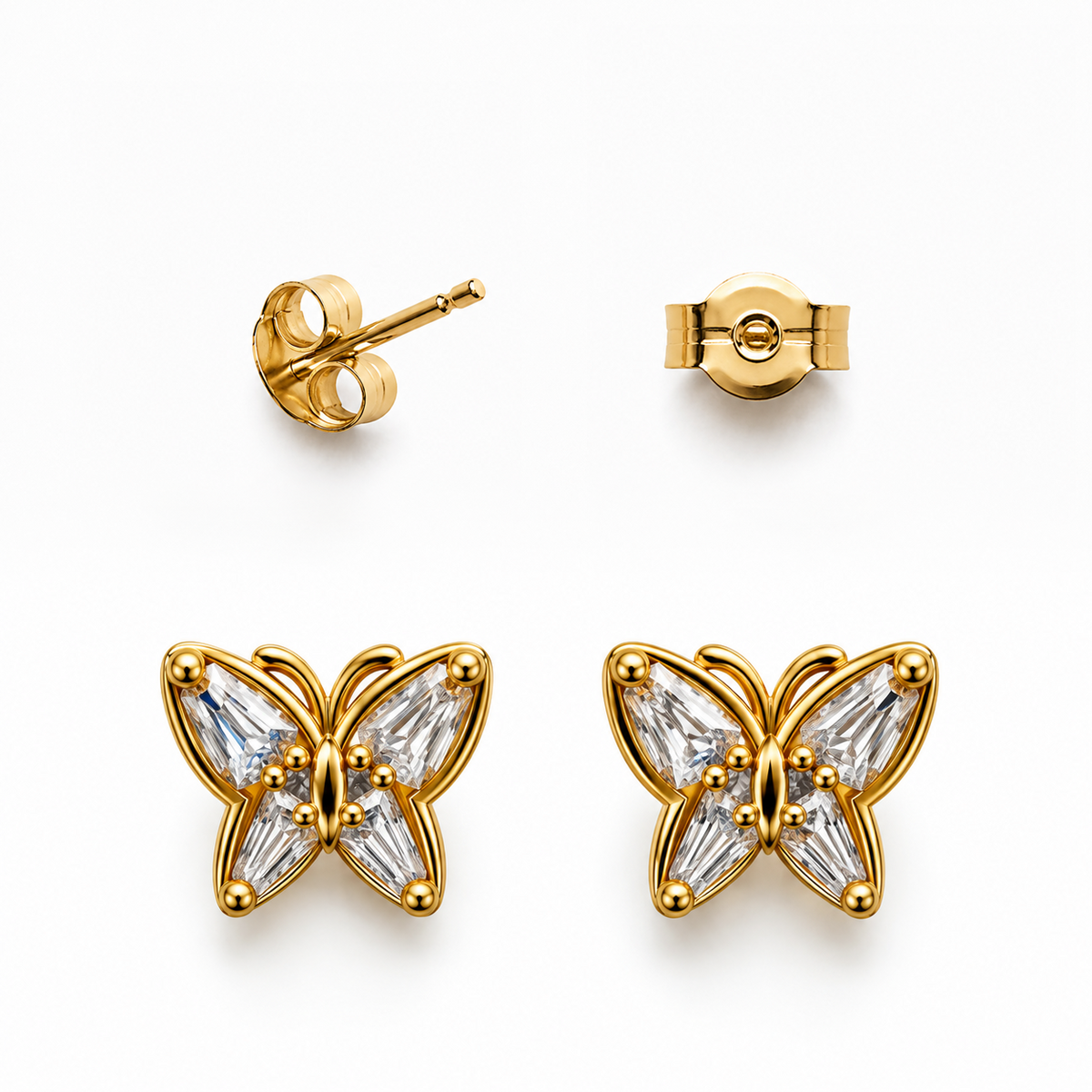 Aro Mariposa Circón Enchapado Oro