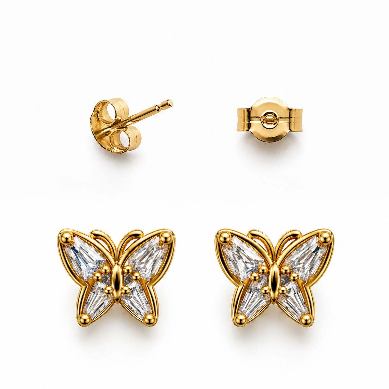 Aro Mariposa Circón Enchapado Oro