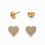 Aros corazón circones blanco enchape oro FINIZA
