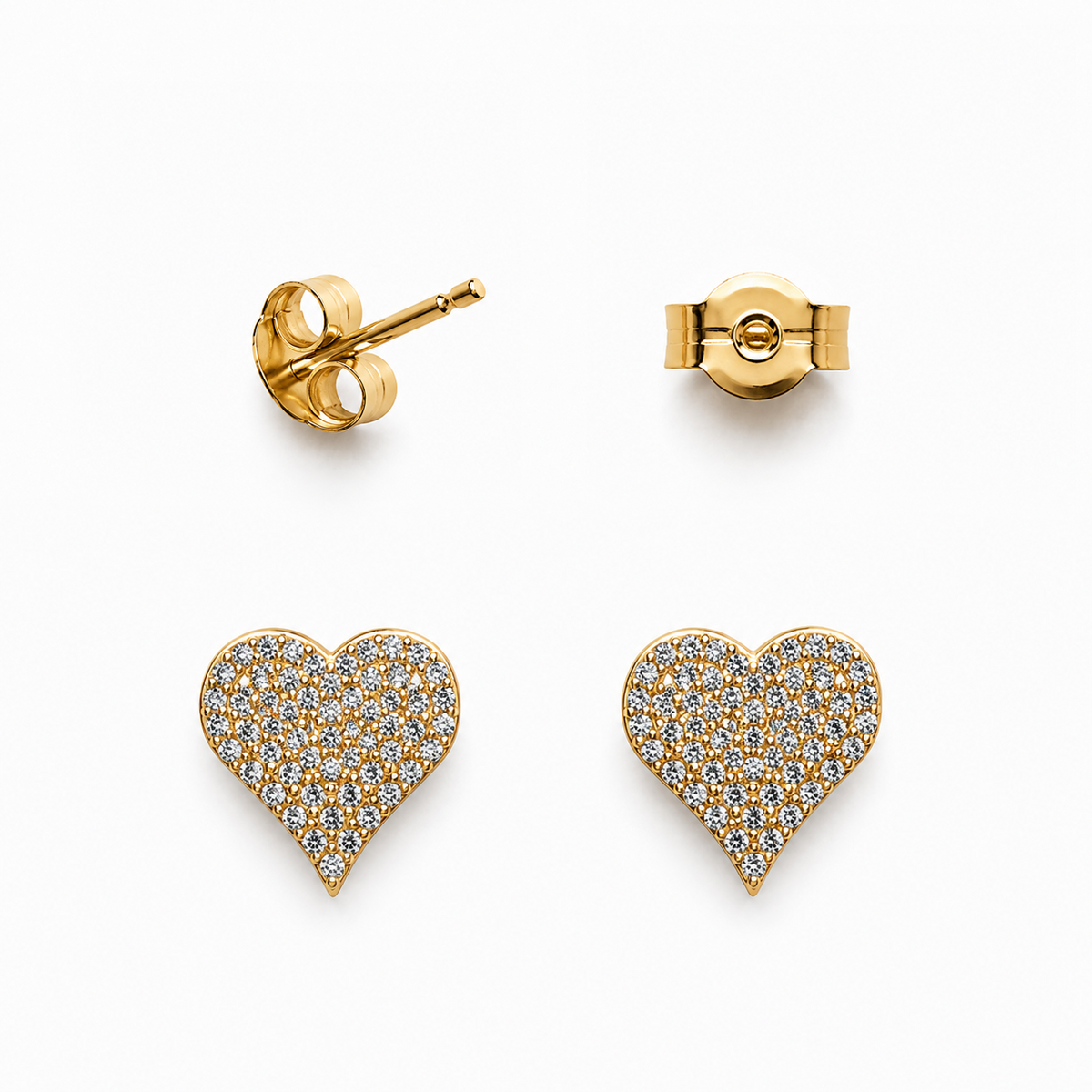 Aros corazón circones blanco enchape oro FINIZA
