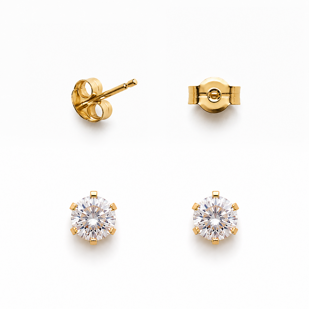 Aros circon blanco enchape oro FINIZA