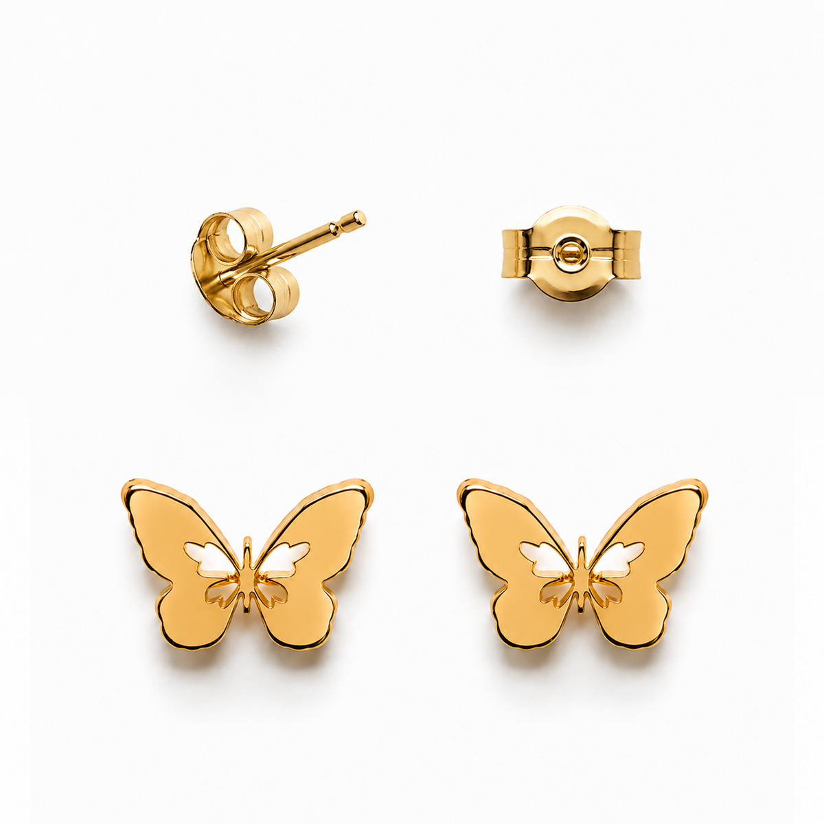 Aro Mariposa Troquelado Enchapado Oro
