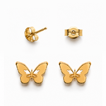 Aro Mariposa Troquelado Enchapado Oro