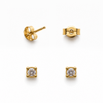 Aros circon redondo blanco enchape oro FINIZA