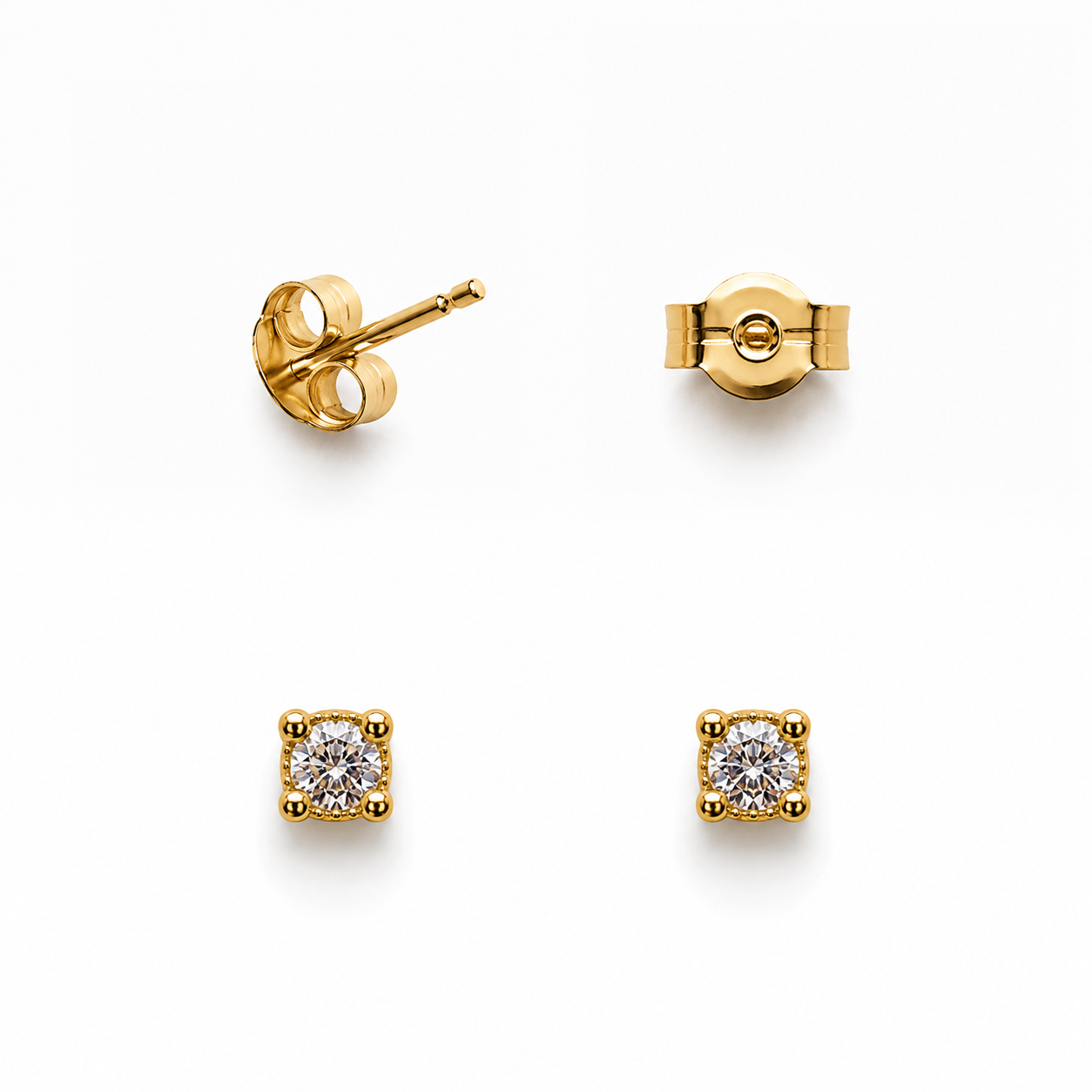 Aros circon redondo blanco enchape oro FINIZA
