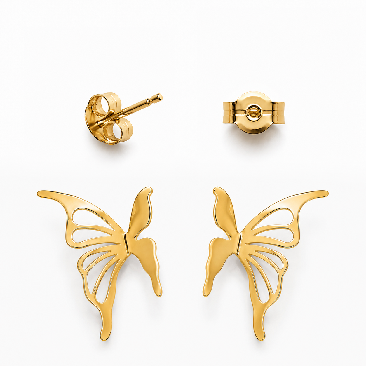 Aros mariposa laminado enchape oro FINIZA