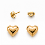 Aros corazón inflado enchape oro FINIZA