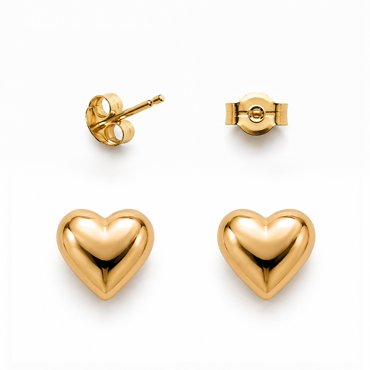 Aros corazón inflado enchape oro FINIZA