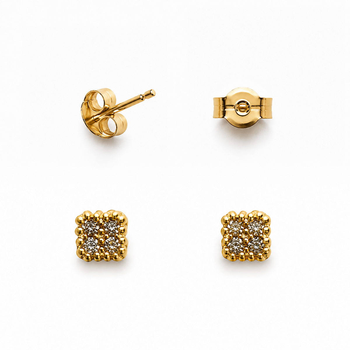 Aros flor circon enchape oro FINIZA