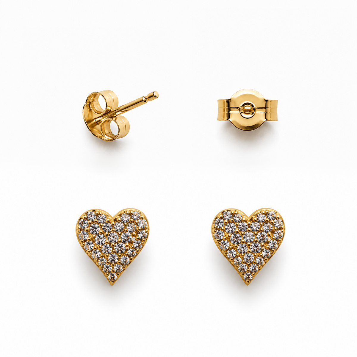 Aros corazón circones blanco enchape oro FINIZA