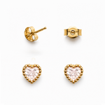 Aros Corazón Esferas Circón Blanco Enchape Oro