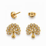 Aros árbol circones blanco enchape oro FINIZA