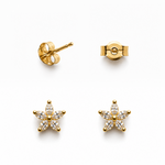 Aros Estrella Circón Enchape Oro
