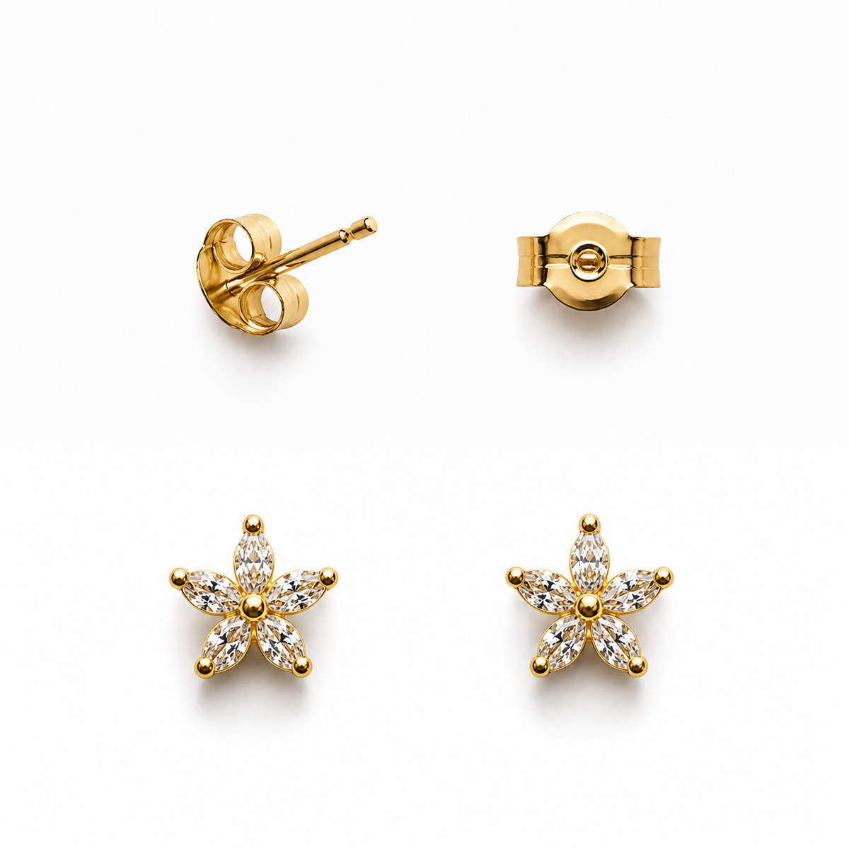 Aros Estrella Circón Enchape Oro