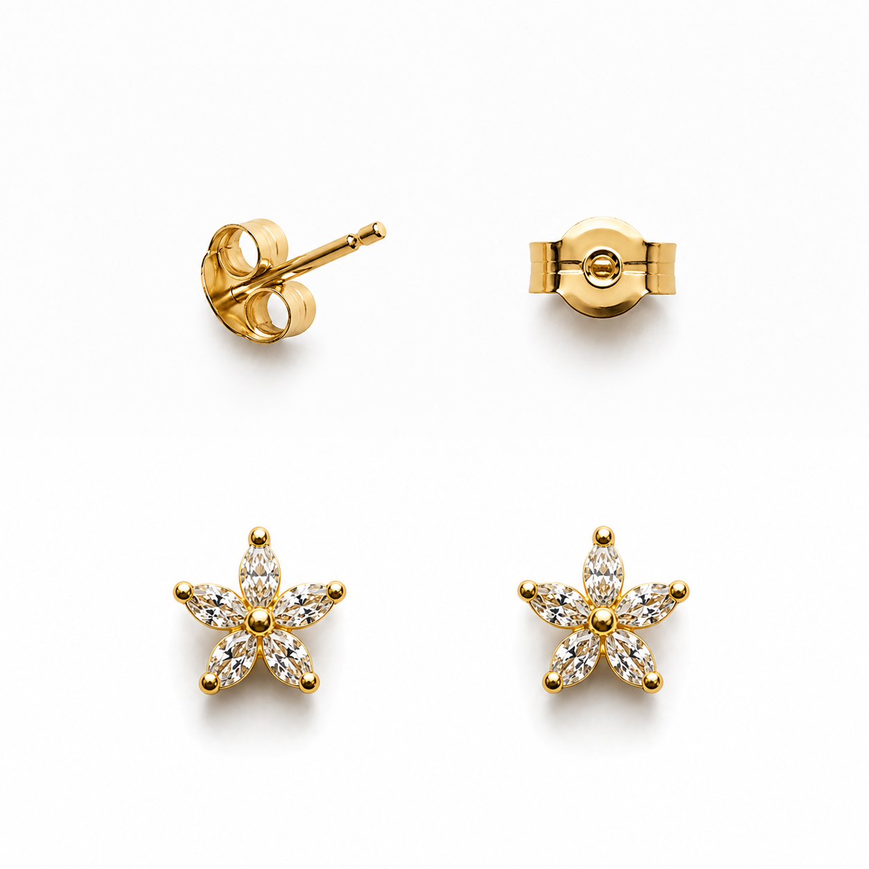 Aros Estrella Circón Enchape Oro