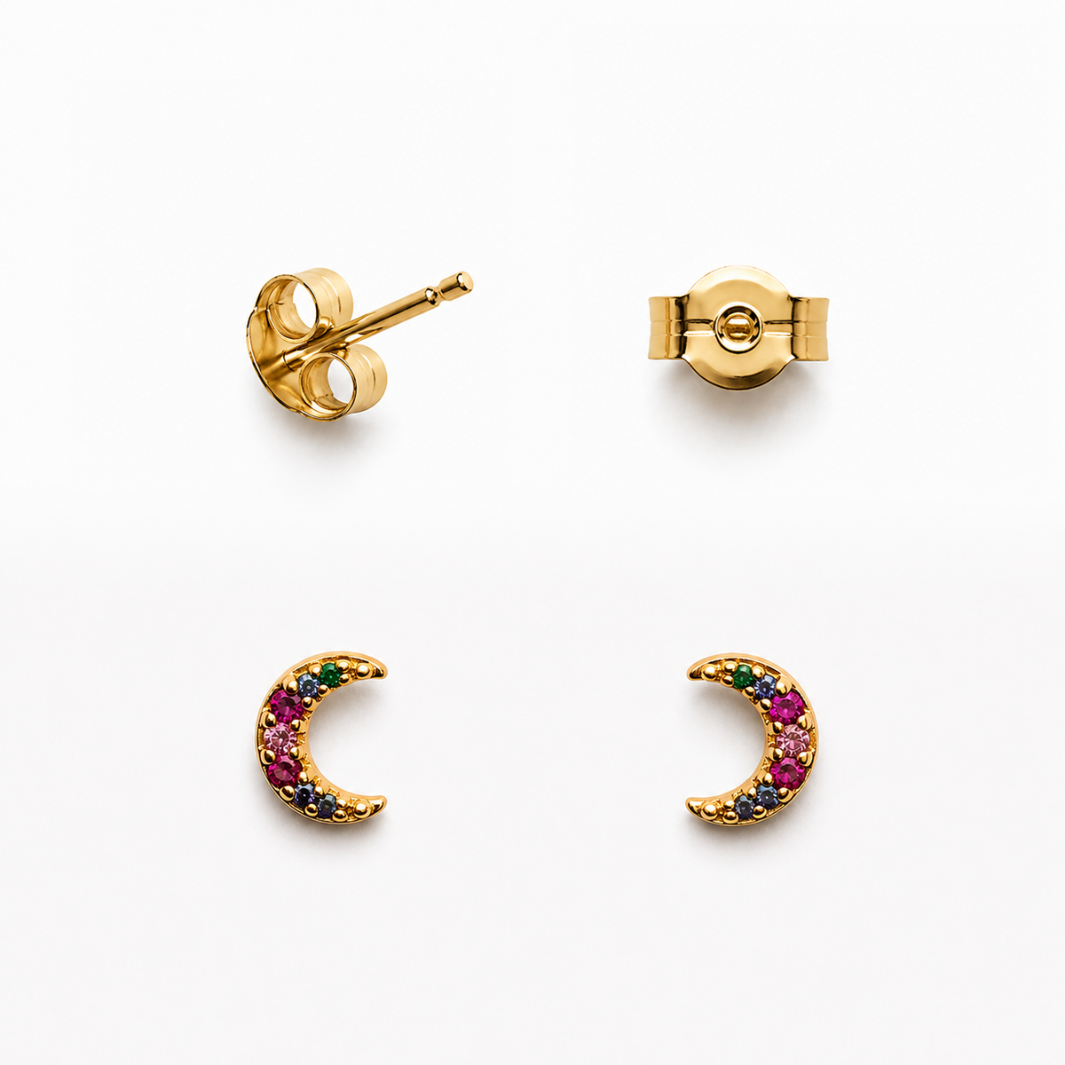 Aros Luna Multicolor Enchape Oro