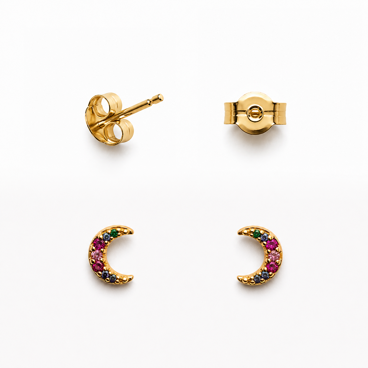 Aros Luna Multicolor Enchape Oro